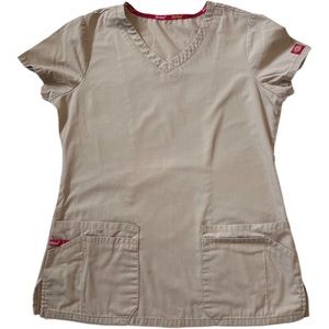 Beige Dickies V-neck Scrub Top